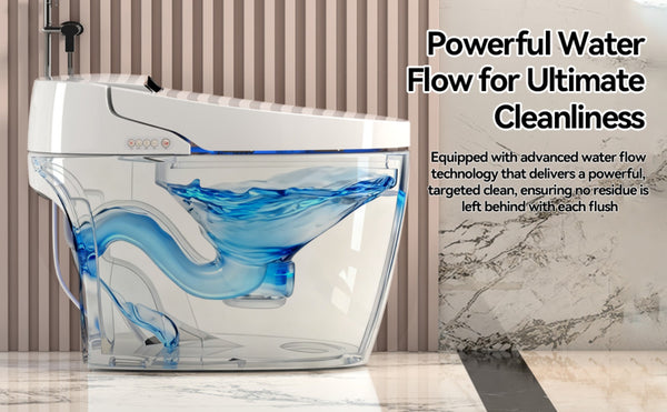 English Elm Smart Bidet Toilet with Auto Open Seat Heated Wash Warm Air Dry and Remote W3133P384770
