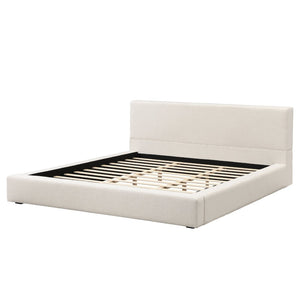 English Elm King Linen Upholstered Platform Bed Thick Padded Headboard No Box Spring Needed N757K345636I