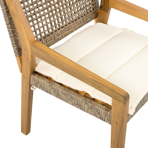 English Elm Christopher Knight Home® - Outdoor Dining Set – 5-Piece Premium Acacia Wood Table & Wicker Chairs With Cream Cushions For Comfort N770P272397G004_62916.00