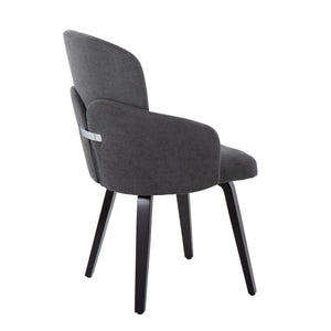 English Elm Dahlia Modern Dining Chair Set Of 2 - Stylish Black Wood, Grey Fabric & Chrome Accents For Dining Room B202S01208
