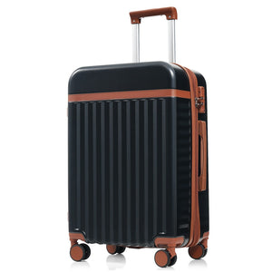English Elm Luggage 3 Piece Abs Hard Shell Set with Usb Port Front Access and Spinner Wheels Black N726P307555A