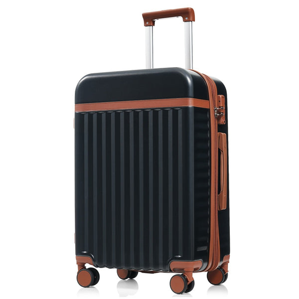 English Elm Luggage 3 Piece Abs Hard Shell Set with Usb Port Front Access and Spinner Wheels Black N726P307555A
