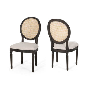English Elm Christopher Knight Home® - DININGCHAIR Handcrafted Wicker & Fabric Dining Chair Set with Padded Seat, Rubberwood Frame Elegance Beige 65164.00BGE