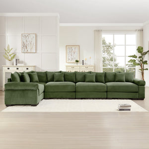 English Elm Oversized Modular Sectional Couch - Cloud-Like Comfort, Ergonomic Design, 18 Pillows, Easy Assembly! W714S01342-GIGA