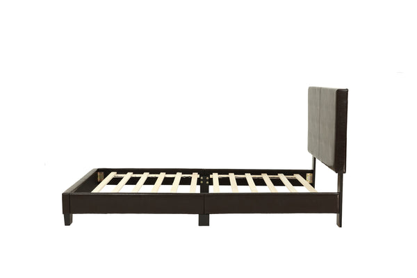 English Elm Modern Faux Leather Upholstered Bed Queen Size with Adjustable Headboard, Low-Profile Slat Support Frame, Sleek Contemporary Design Brown,Espresso 45 L x 31 W x 7 H B011P395417