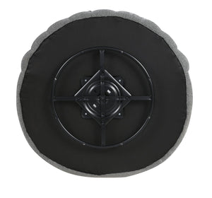 English Elm Dark Gray Channel Tufted Swivel Chair 360° Rounded Barrel Design with Curved Arms and Pillow Comfort B2741P400835