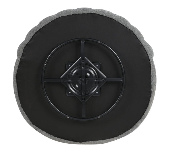 English Elm Dark Gray Channel Tufted Swivel Chair 360° Rounded Barrel Design with Curved Arms and Pillow Comfort B2741P400835