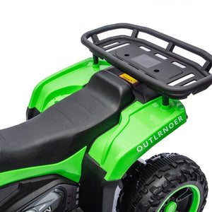 English Elm 24v Dual Motor Kids Atv Ride on with Led Lights Bluetooth Storage Racks Off Road Green W1578P390451