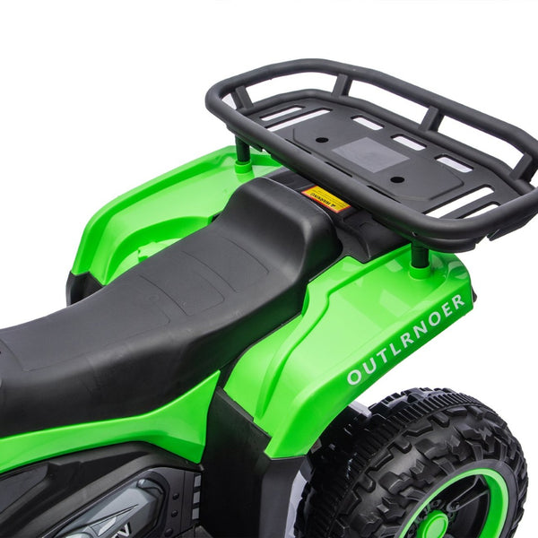 English Elm 24v Dual Motor Kids Atv Ride on with Led Lights Bluetooth Storage Racks Off Road Green W1578P390451