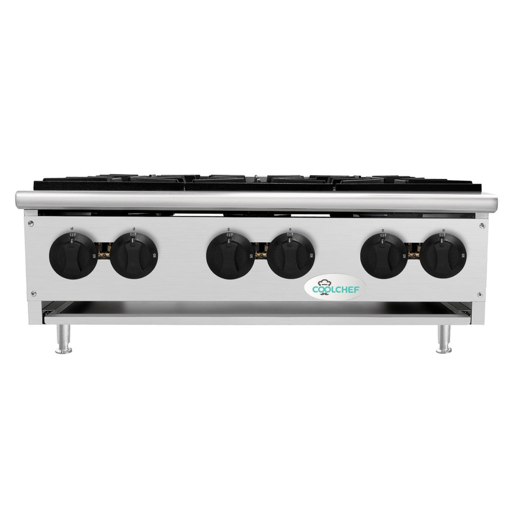 English Elm 180,000 Btu Six Burner Commercial Gas Hot Plate Stainless Steel Restaurant Range W3629P462154