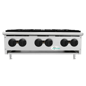 English Elm 180,000 Btu Six Burner Commercial Gas Hot Plate Stainless Steel Restaurant Range W3629P462154