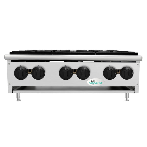 English Elm 180,000 Btu Six Burner Commercial Gas Hot Plate Stainless Steel Restaurant Range W3629P462154