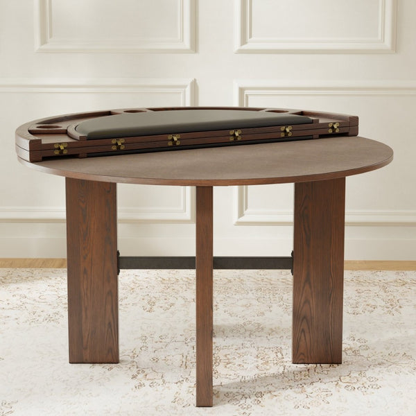 English Elm Gorman Round Walnut Game Dining Table with Reversible Top and Scandinavian Legs B050P412220