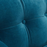 English Elm Jack 84" Modern Tuxedo Tufted Sofa, Satin Teal Blue Velvet