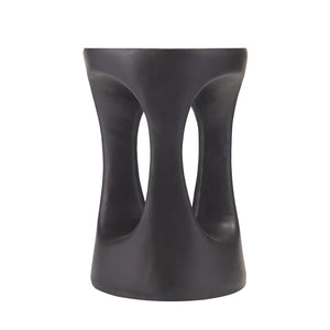 English Elm 14 Inch Handcrafted Mgo Cylinder Side Table Matte Black for Indoor Outdoor Spaces N772P390735B