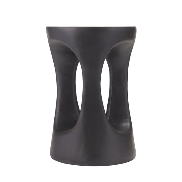 English Elm 14 Inch Handcrafted Mgo Cylinder Side Table Matte Black for Indoor Outdoor Spaces N772P390735B