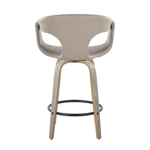 English Elm Fixed-height Swivel Counter Stools with Faux Leather Seats and Chrome Footrest Set of 2 B202S01808