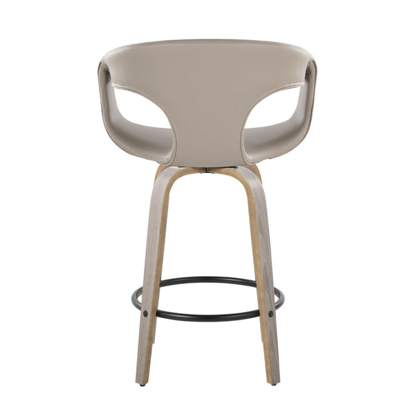 English Elm Fixed-height Swivel Counter Stools with Faux Leather Seats and Chrome Footrest Set of 2 B202S01808
