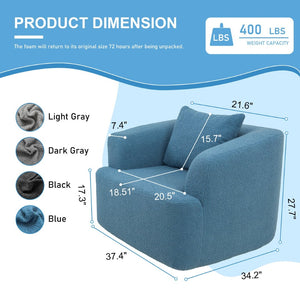 English Elm 360° 360 Swivel Teddy Velvet Accent Chair Plush Cocoon Seat for Living Room or Bedroom Blue W5385P433230