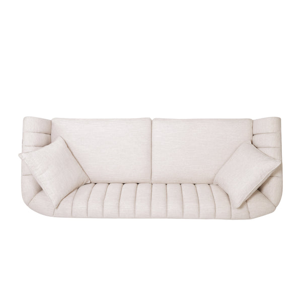 English Elm Christopher Knight Home® - 66957.00Abge_66957.00Bbge Elegant 3-Seater Sofa With Plush Beige Fabric, Accent Pillows & Modern Design N771P202526M_N771P202529M