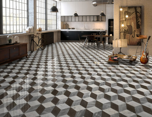 English Elm Hexagon Carrara Gray Polished Marble Floor Wall Tile Spa Inspired Natural Stone W1696P262340