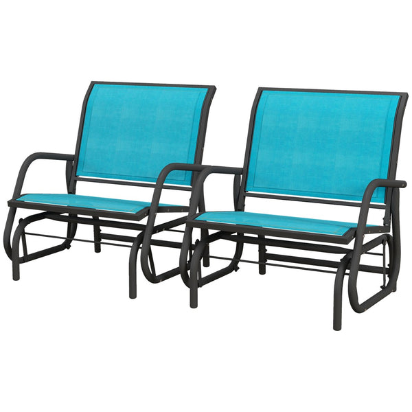 English Elm Outsunny Porch Glider Set Of 2 - Stylish Metal Frame Swing Chairs With Breathable Mesh For Outdoor Comfort W2225P200531-GIGA