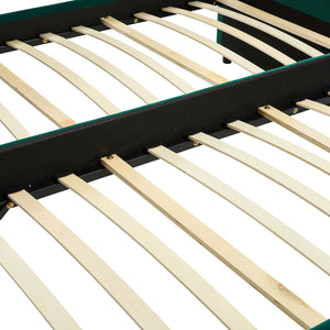 English Elm Emerald velvet daybed with diamond tufted pull-out trundle, modern sturdy frame, luxe guest bed for living spaces W1361S00033