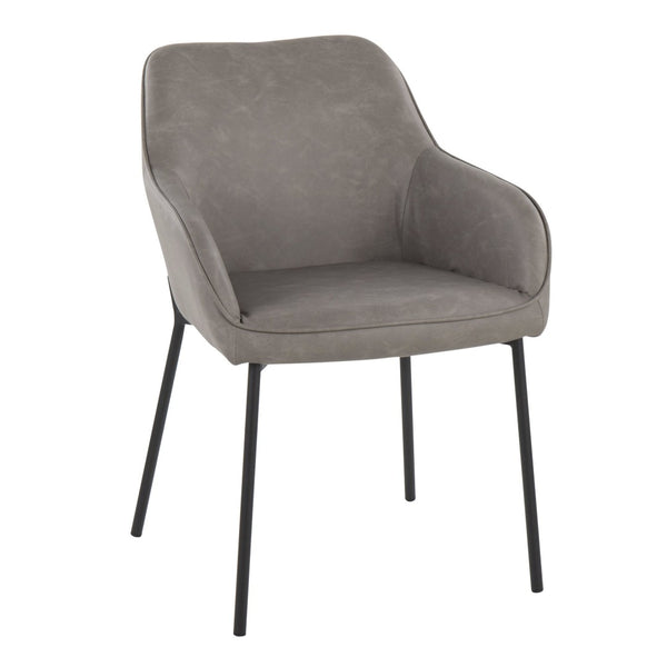 English Elm Contemporary Bucket Chair Set of 2 Cream Velvet Upholstered with Slim Black Metal Legs B202S01333