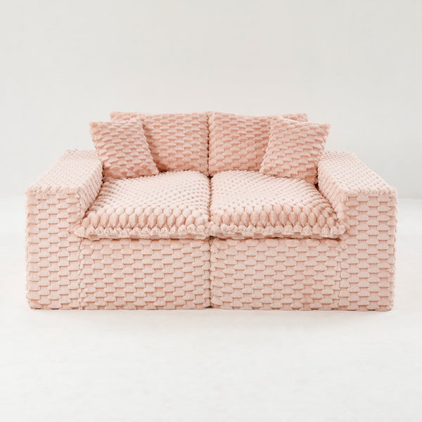 English Elm Luxury Turtle Velvet Multifunctional Sofa - Convertible 4-Seat Modular Design, Plush Sponge Comfort W3371S00031