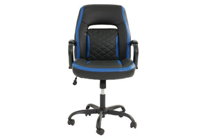 English Elm Blue Faux Leather Office Chair Ergonomic Plush Padding Lumbar Support Adjustable Height Casters B011P366762