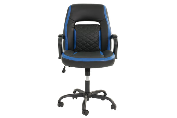 English Elm Blue Faux Leather Office Chair Ergonomic Plush Padding Lumbar Support Adjustable Height Casters B011P366762