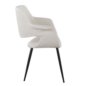 English Elm Vintage Glam/Art Deco Chair Set Of 2 In Cream Velvet & Black Metal - Stylish Comfort For Any Space B202P223673-GIGA
