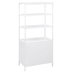 English Elm Kenneth Tall Metal and Pe Rattan Accent Cabinet with Open Shelves for Living Spaces B062P440091