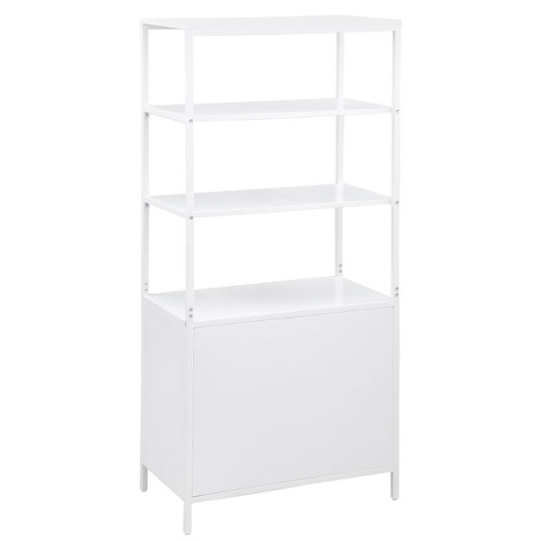 English Elm Kenneth Tall Metal and Pe Rattan Accent Cabinet with Open Shelves for Living Spaces B062P440091