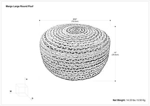 English Elm Margo Large Round Pouf Multicolor Jute Handcrafted Boho Ottoman 32" Plush Polystyrene Seat Accent B136P284187