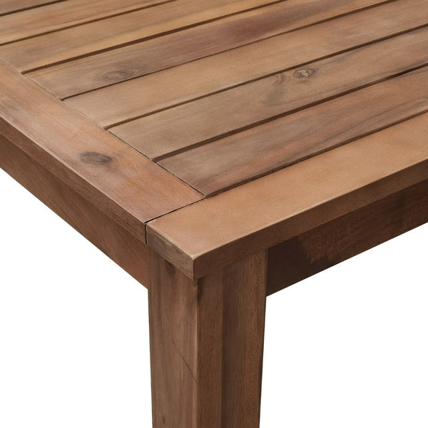 English Elm U_style Solid Acacia Wood Patio Dining Set Six Stackable Chairs Cushions Modern Outdoor Burly Wood WY000459AAD