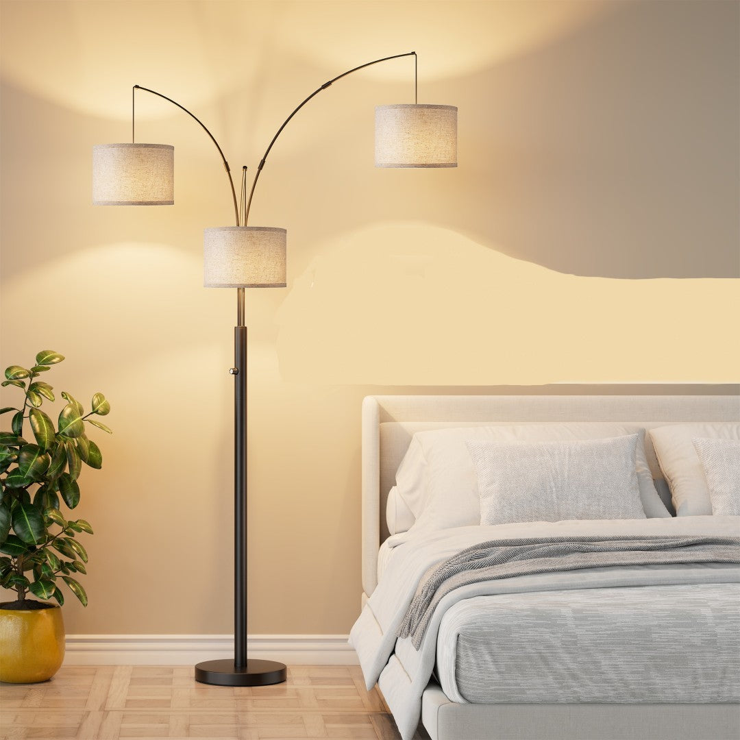 Three-color Dimmable Multi-head Floor Lamp Slim Modern Design for Livi