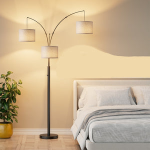 English Elm Three-color Dimmable Multi-head Floor Lamp Slim Modern Design for Living Room W3355P459499