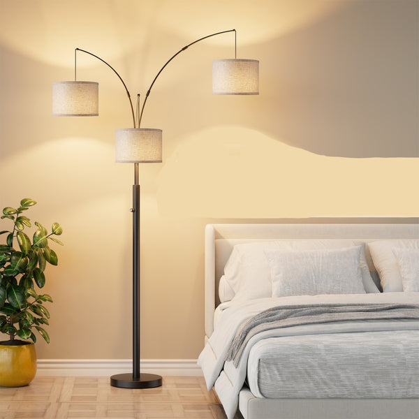 English Elm Three-color Dimmable Multi-head Floor Lamp Slim Modern Design for Living Room W3355P459499