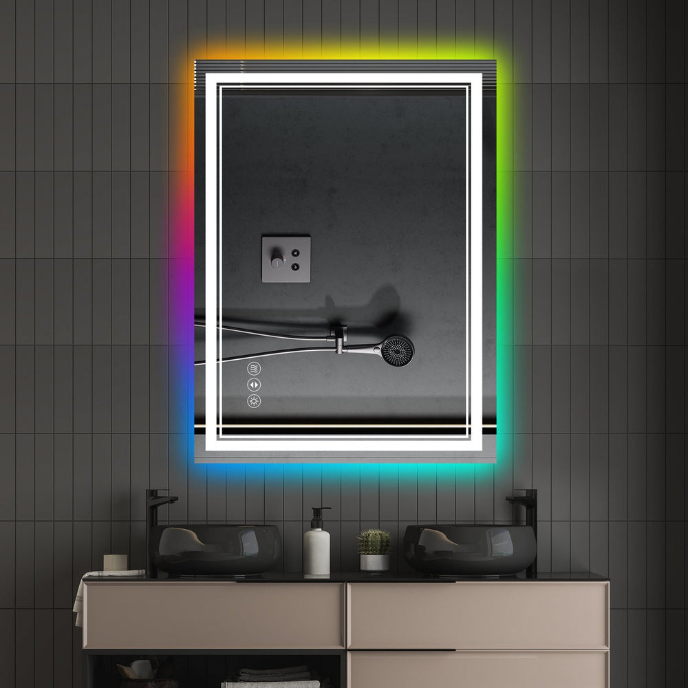 English Elm 30X36 Inch Frameless Led Bathroom Mirror - Smart, Anti-Fog, Dimmable Rgb Backlight For Modern Spaces T3757P347007