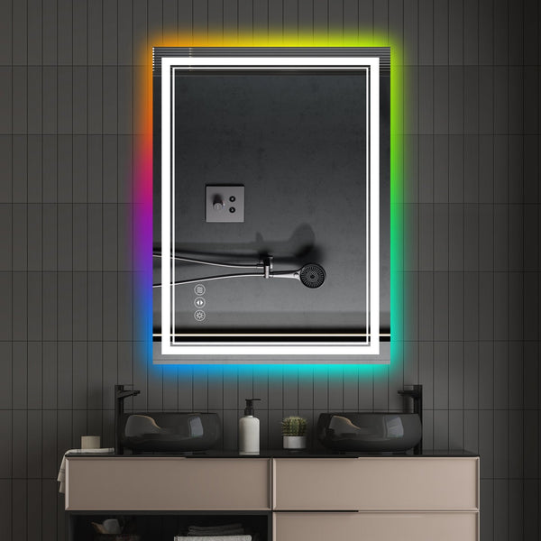 English Elm 30X36 Inch Frameless Led Bathroom Mirror - Smart, Anti-Fog, Dimmable Rgb Backlight For Modern Spaces T3757P347007