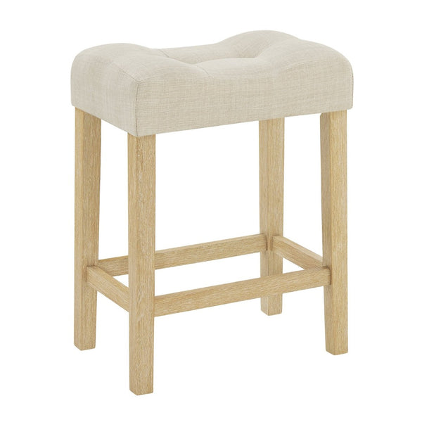 English Elm 59 Inch Bar Table Set with Power Outlet Rubberwood Frame and 3 Linen Stools Light Oak W2972P385256