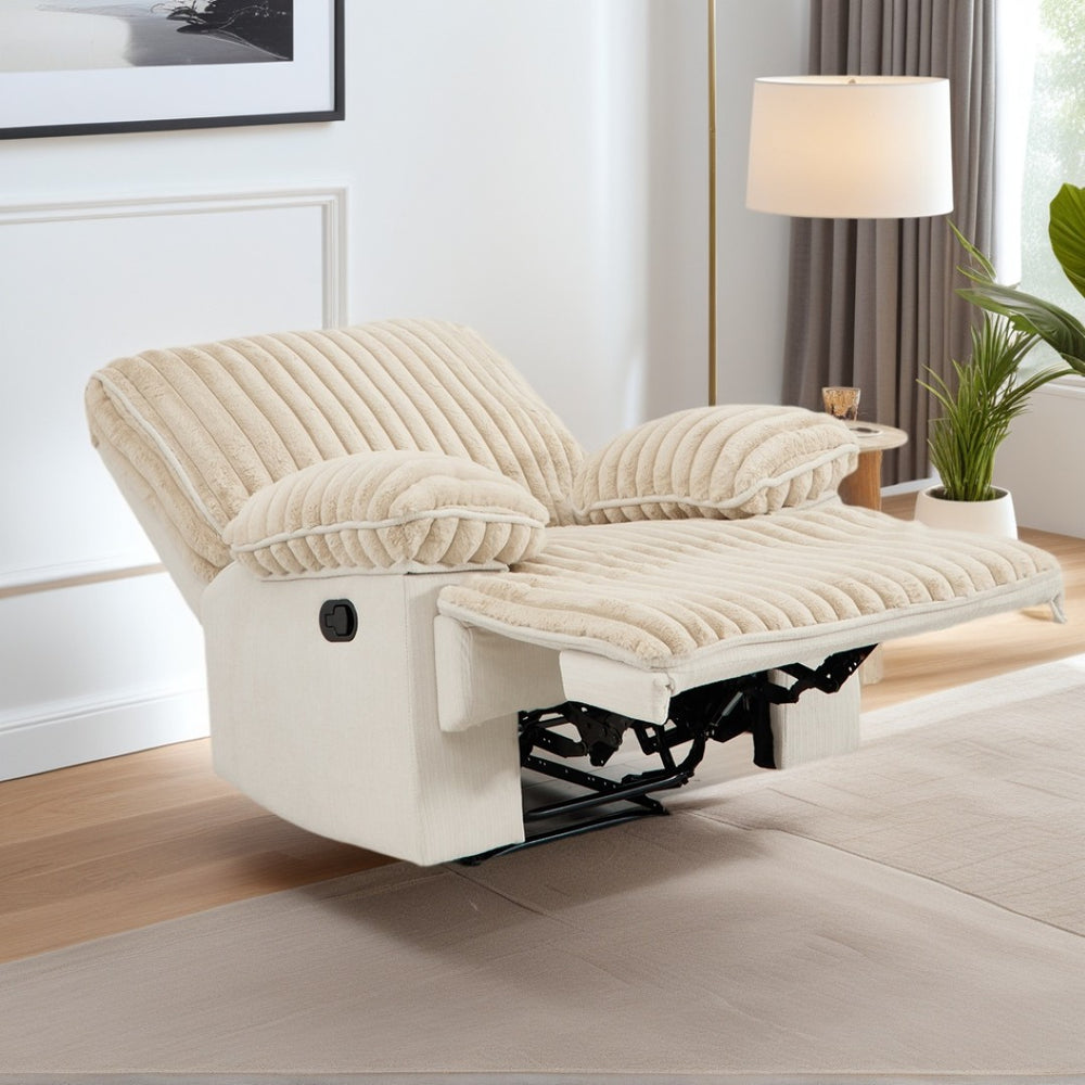 English Elm Manual Reclining Loveseat Corduroy Upholstered Wall Hugger Sofa with Cup Holders W3900P386105