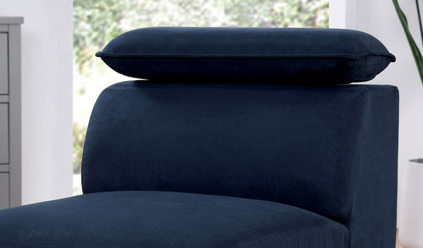 English Elm Contemporary Plush Armless Chair with Metal Legs, Adjustable Headrest, Boxed Cushions & Chaise Comfort Navy 40 L x 28 W x 23 H B2741P378244