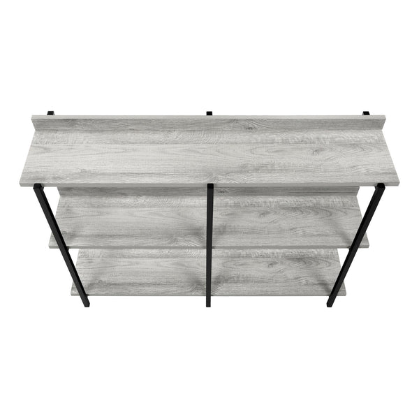 English Elm Accent Console Table: Sleek Grey Laminate & Black Metal, Perfect For Narrow Spaces & Modern Decor B2710P218988