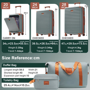English Elm Luggage 5 Piece Abs Hardshell Travel Set with Usb Port Spinner Wheels and Tsa Lock Grey Green N732P265290Y