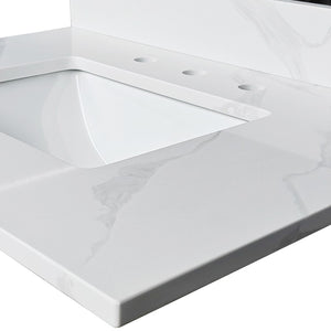 English Elm 31-inch Carrara Quartz Vanity Top Undermount Sink Backsplash Stain Resistant Bathroom W2699P459404