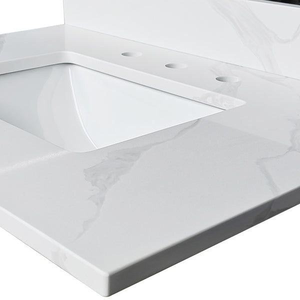 English Elm 31-inch Carrara Quartz Vanity Top Undermount Sink Backsplash Stain Resistant Bathroom W2699P459404