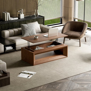 English Elm 43.3'' Wood Veneer Lift Top Coffee Table with Hidden Storage for Living Room Walnut W1435P453255