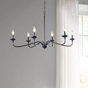 INK+IVY Brighton Transitional 6-Light Farmhouse Metal Chandelier MP150-0194 Matte Black